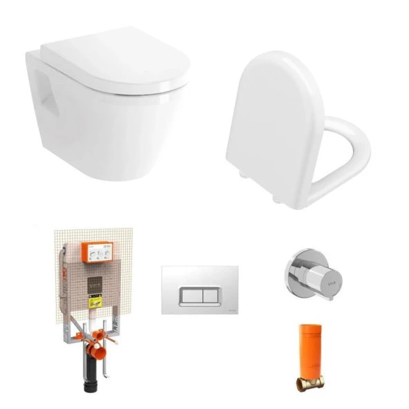 Vitra İntegra Asma Klozet+Vitra Yavaş Klozet Kapağı +Gömme Rezervuar Set ürün görseli 1