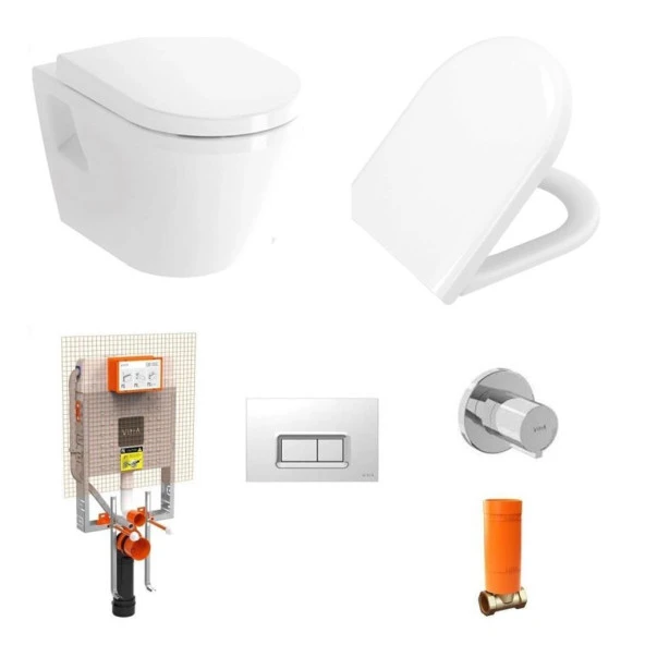 VitrA İntegra Rim-ex Kanalsız Asma Klozet+VitrA Yavaş Kapak 85+VitrA Gömme Rezervuar set 800-1868 ürün görseli 1