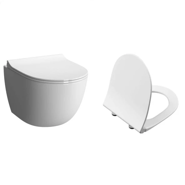 Vitra Sento Rim-ex Kanalsız Asma Klozet +VitrA Slim Soft Klozet Kapağı ürün görseli 1