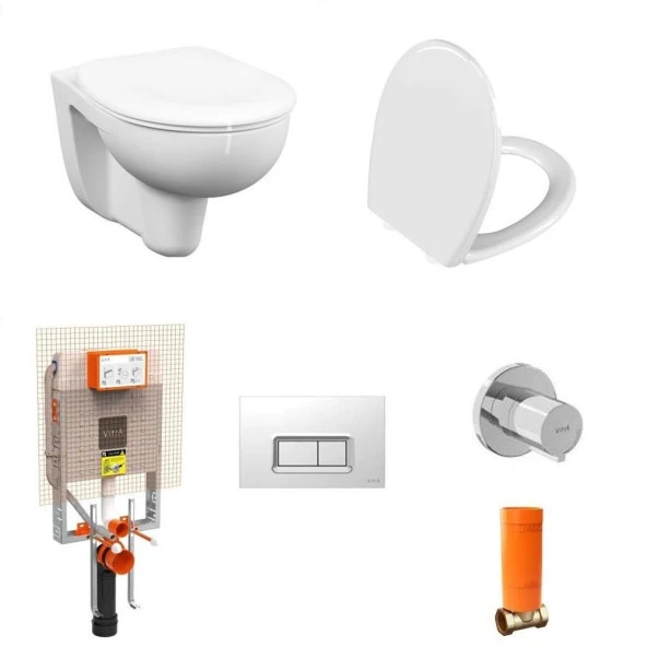 Vitra Arkıtekt Asma Klozet+Vitra Yavaş Kapak+ Vitra Gömme Rezervuar Set ürün görseli 1