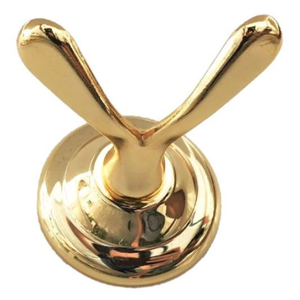 Lider dicle Gold Banyo Aksesuarı,Sarı Altın Renk İkili Askılık ürün görseli 1