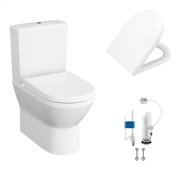 VitrA İntegra Kanalsız Rimex Klozet+VitrA Duroplas yavaş Kapak+VitrA Basmalı İç Takım ürün görseli 1