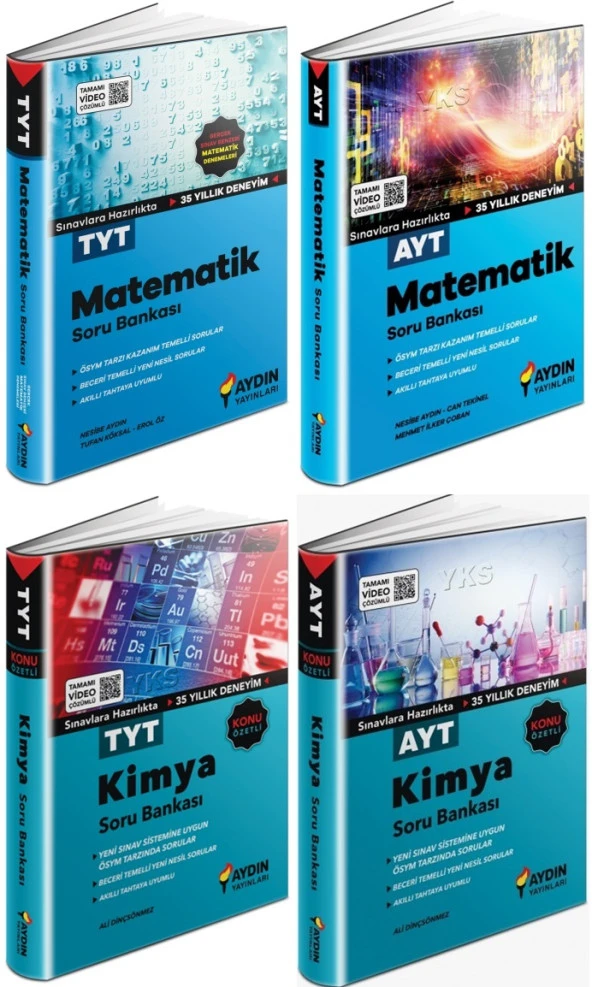 Aydın 2024 Tyt Ayt Matematik + Kimya Soru Seti 4 Kitap ürün görseli 1