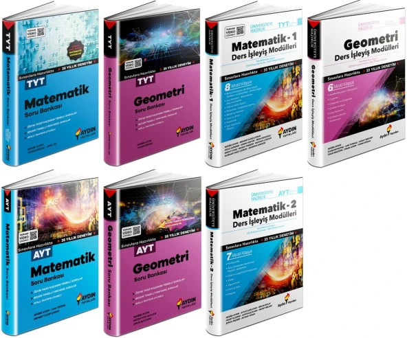 Aydın 2024 Tyt Ayt Matematik + Geometri Soru + Ders İşleyiş Seti 6 Kitap ürün görseli 1