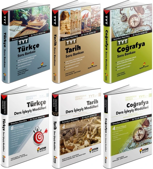 Aydın 2024 Tyt Türkçe + Tarih + Coğrafya Soru + Ders İşleyiş Seti 6 Kitap ürün görseli 1