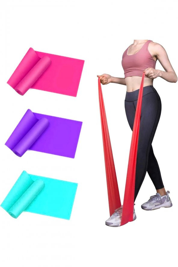 3 Lü S3 Lü SET Pilates Band Pilates Bandı Direnç Lastiği Pilates Lastigi Plates Bant ürün görseli 1