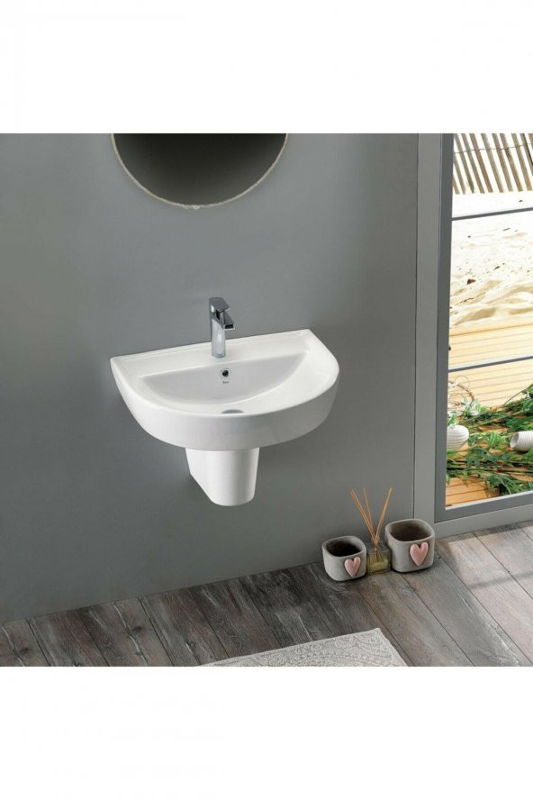 Turkuaz Bella Banyo Lavabo 35x45 cm (Bella Yarım Ayaklı) ürün görseli 1