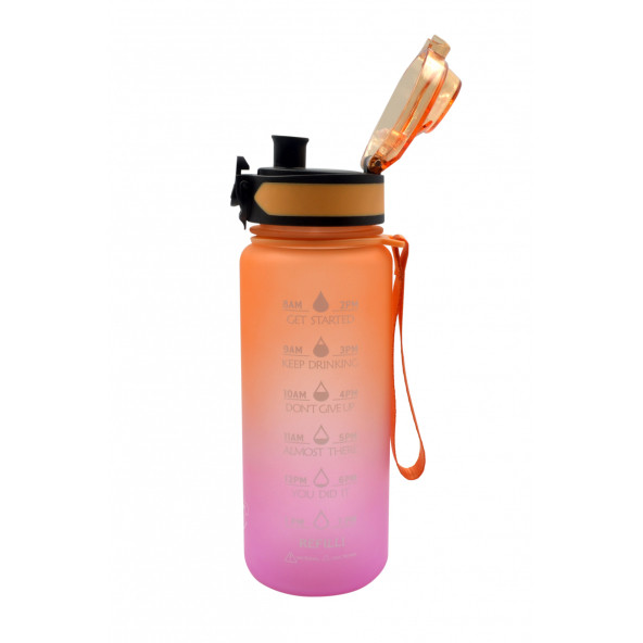 SHOP-SET 500ml Tritan Motivasyonlu Su Matarası Çift Renk Softtouch (TURUNCU - PEMBE) - PEMBE) ürün görseli 1