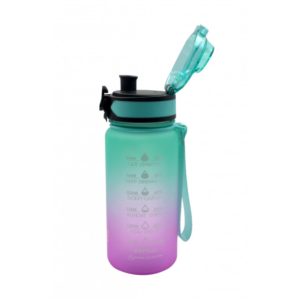 SHOP-SET 350ML Tritan Motivasyonlu Su Matarası Çift Renk Softtouch (YEŞİL - PEMBE) ürün görseli 1