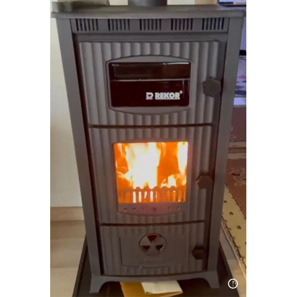 Rekor lima Mat siyah ateş tuğlalı kuzine camlı döküm soba fırınlı soba odun kömür sobası ürün görseli 1