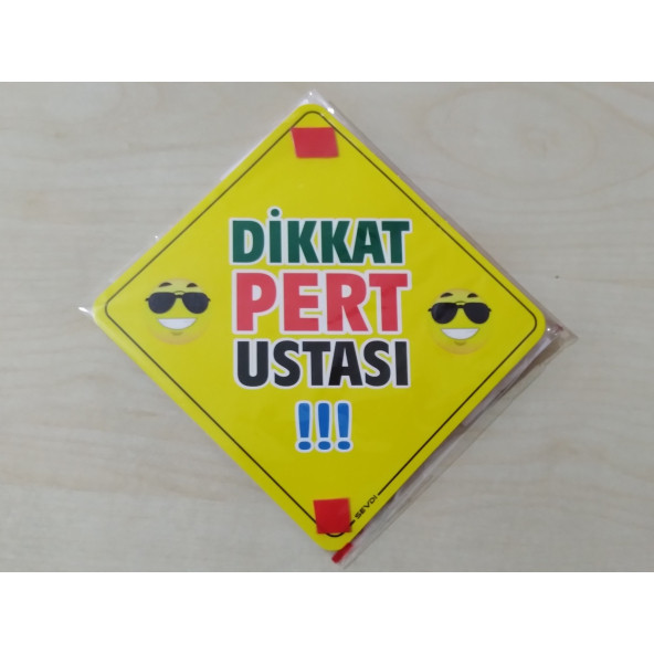 CAM İÇİ SARI DEKOR PLAKA KARE DİKKAT PERT USTASI (11x11cm) YAPIŞTIRMALI (Dekor Levha) SARI PLAKA ürün görseli 1