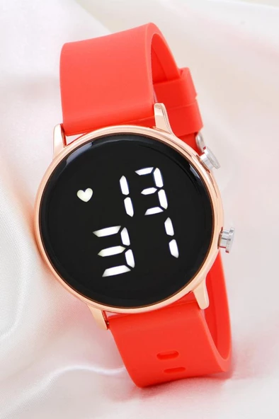 Kadın Kırmızı Renk Silikon Kordon Rose Dijital Led Kol Saati ST-304170 ürün görseli 1