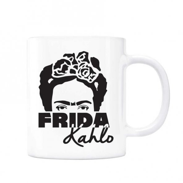 Frida Kahlo Kupa Bardak Siyah Beyaz Tasarım ürün görseli 1
