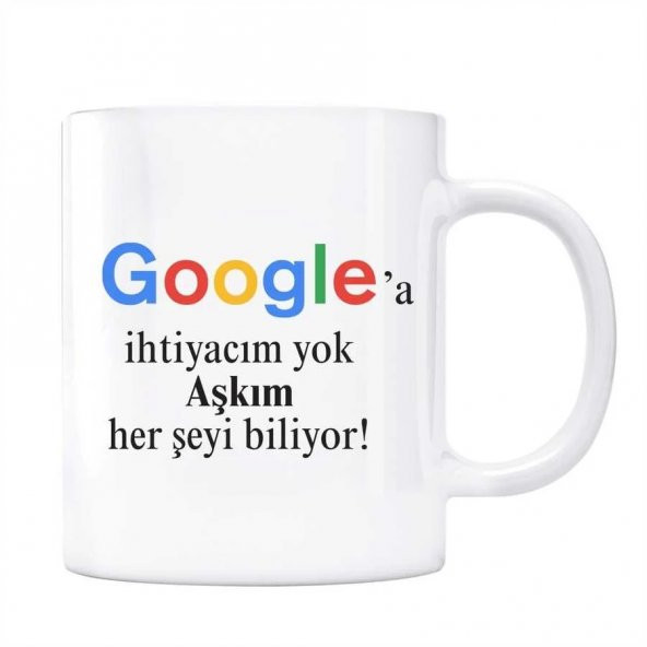 Google Kupa Bardak - Aşkım Her Şeyi Biliyor Google a İhtiyaç Yok ürün görseli 1