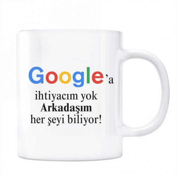 Google Kupa Bardak - Arkadaşım Her Şeyi Biliyor Google a İhtiyaç Yok ürün görseli 1
