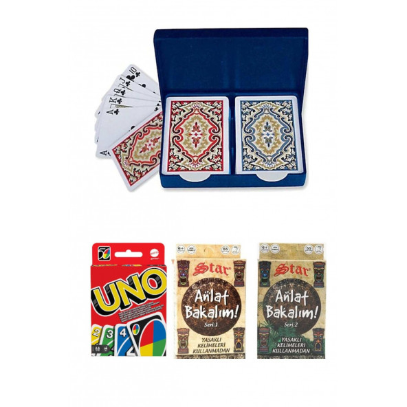 Angora Kem İskambil Oyun Kağıdı Uno Oyunu Anlat Bakalım Kart Oyunları Birarada 3 Lü Set ürün görseli 1