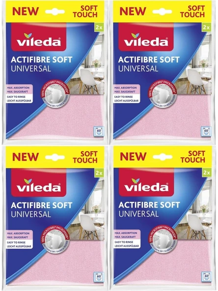 Vileda Pva Aktifiber Mikrofiber Bez 2'li (Actifibre) 4 Paket Temizlik Bezi ürün görseli 1