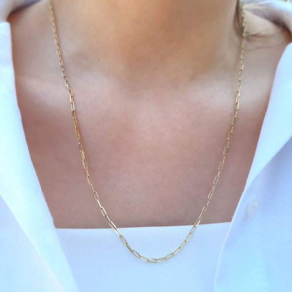 14k Altın Minimal Ataç Zincir Kolye ürün görseli 1