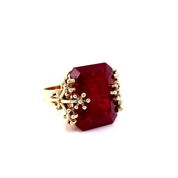 14k Altın Cultivate Ruby Taşlı Yüzük - Resim 3