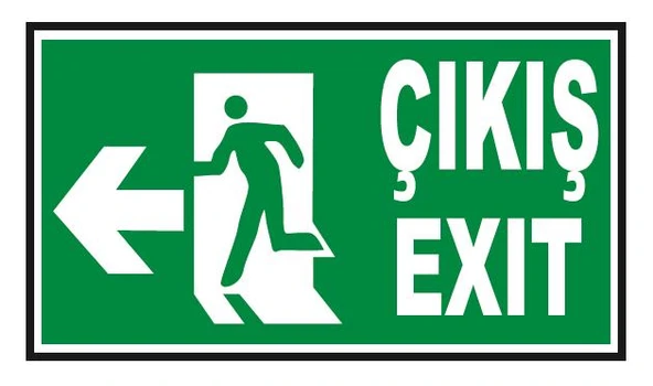 5 Adet Fosforlu Acil Çıkış-Exit Levhası  - Fotolümenli - Sol Yön ürün görseli 1