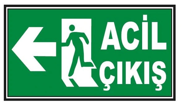5 Adet Fosforlu Acil Çıkış Levhası  - Fotolümenli - Sol Yön ürün görseli 1