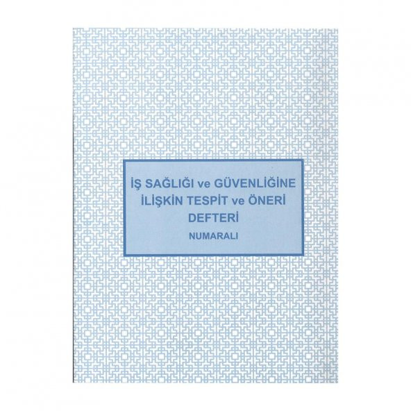 İş Sağlığı ve Güvenliğine İlişkin Tespit ve Öneri Defteri 20x27 Numaralı Karton Kapak 3 Nüsha 150 Yaprak ürün görseli 1
