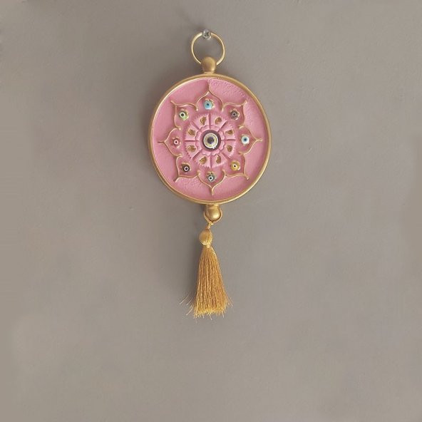 Nazar Boncuklu Mini Duvar Süsü Pembe M1 - Resim 2