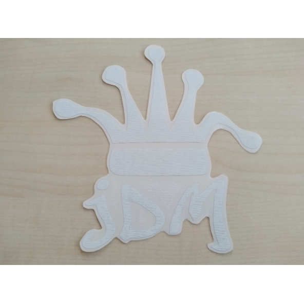 JDM KRAL TACI STİCKER BEYAZ 13,5x13,5cm - King STİCKER, JDM KRAL TACI ETİKETİ, JDM TAÇ ÇIKARTMASI ürün görseli 1