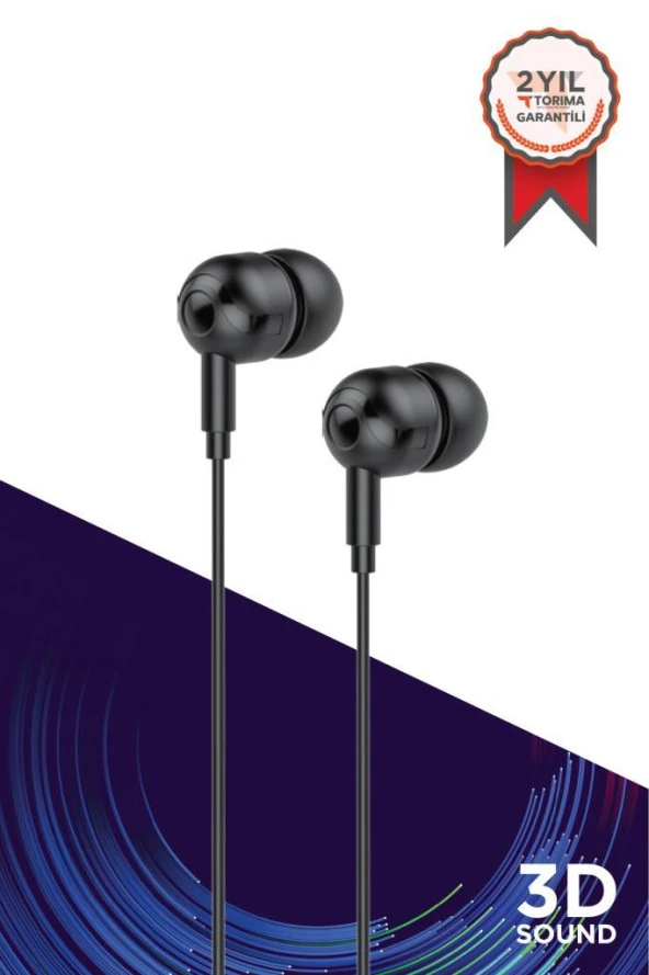 Torima H10 Mikrofonlu Stereo Kulakiçi Kablolu Kulaklık Siyah ürün görseli 1