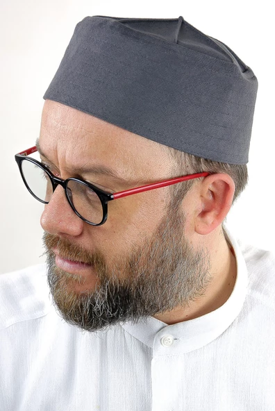 Kubbeli Sert Kalıp Takke - Gri ürün görseli 1