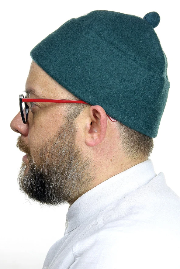 Keçe Yün Takke - Yeşil Renk - Resim 2
