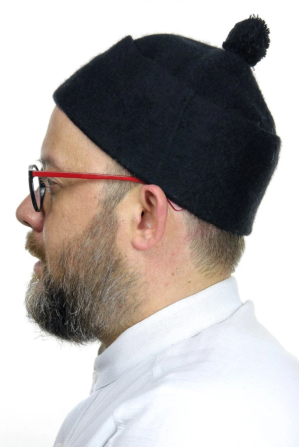 Keçe Yün Takke - Siyah Renk - Resim 2