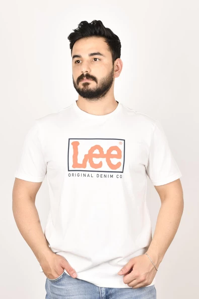 Lee L68TYSMK  Erkek Beyaz  Bisiklet Yaka T-shirt ürün görseli 1