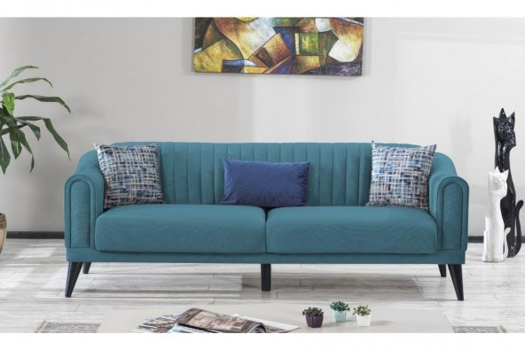 İpek Mobilya Moon 3lü Koltuk ( Mavi ) - Resim 2