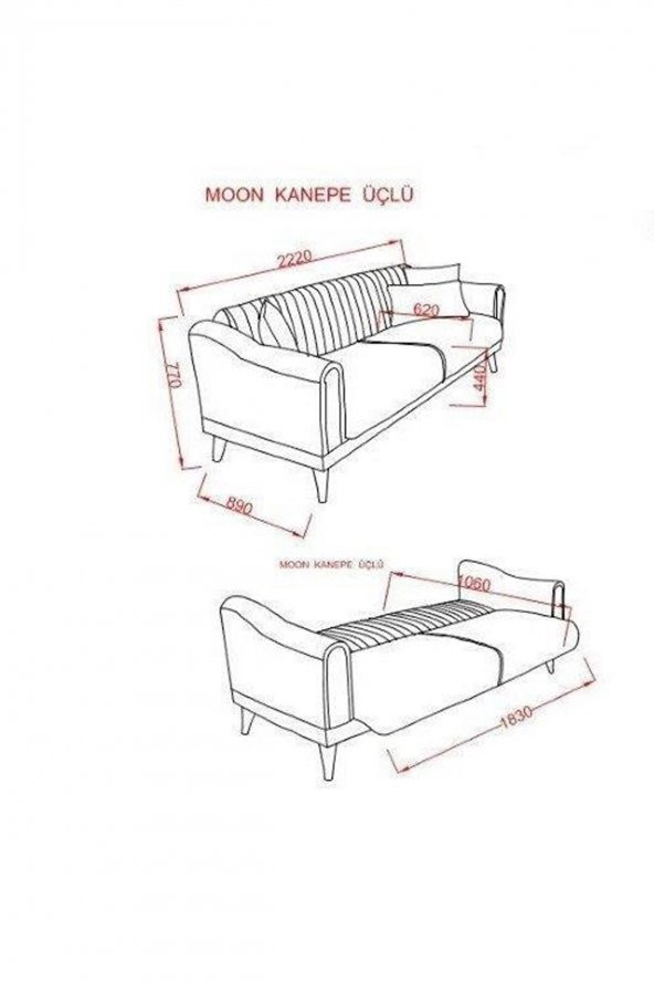 İpek Mobilya Moon 3lü Koltuk ( Mavi ) - Resim 3