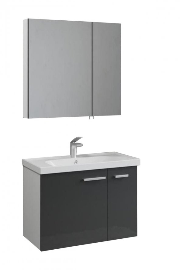 Denko Terra 80 cm MDF Antrasit Gri Banyo Dolabı Takımı ürün görseli 1