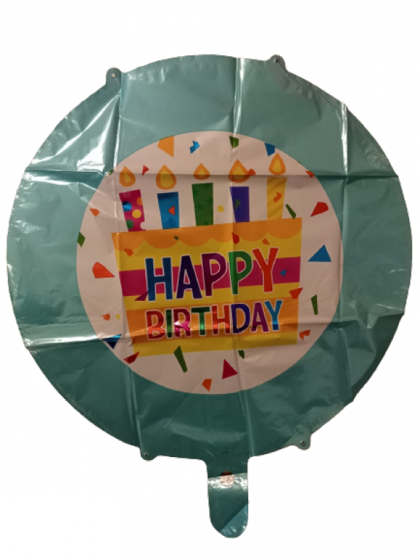 FOLYO BALON HAPPY BİRTHDAY MUMLU TURKUAZ 18 D.Ü 15 ürün görseli 1