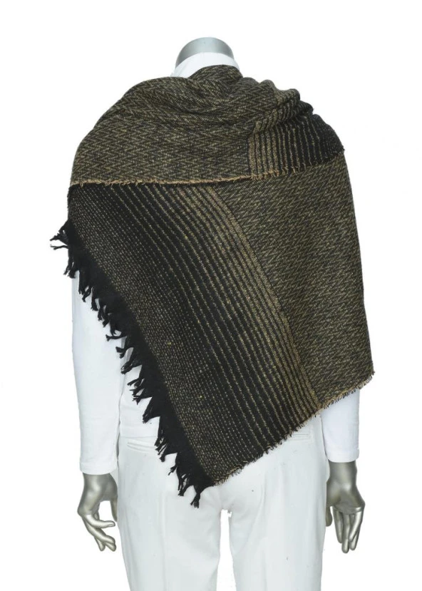 Sarı Renk Balık Sırtı Model Şal - Resim 6