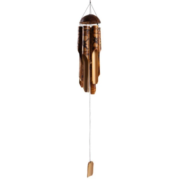Feng Shui Coconat Bambu Rüzgar Çanı 45 cm Orta Boy - Resim 2