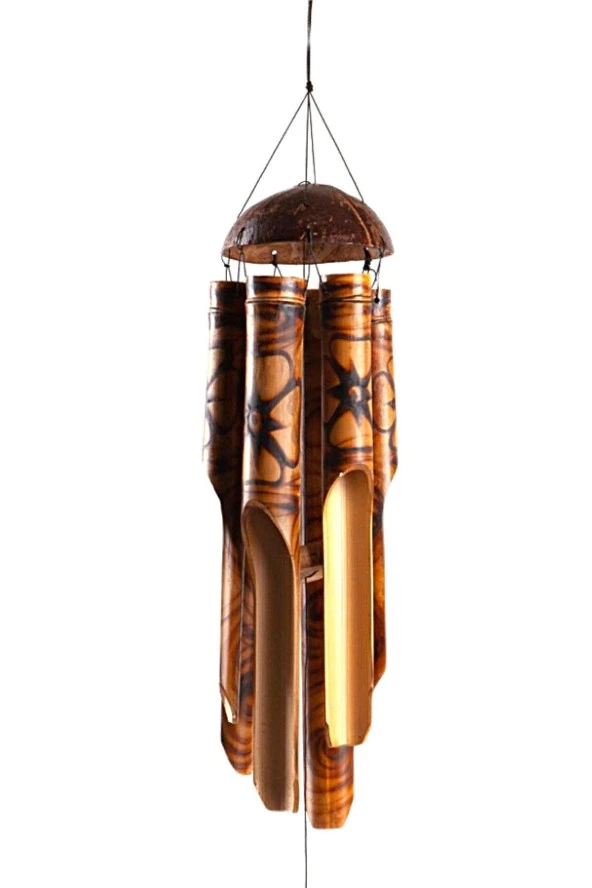 Feng Shui Coconat Bambu Rüzgar Çanı 45 cm Orta Boy - Resim 5
