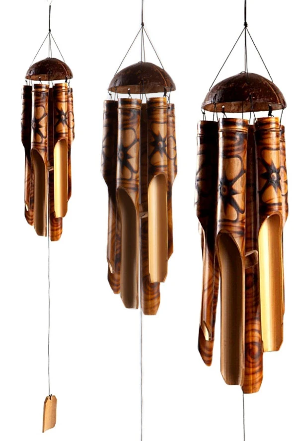 Feng Shui Coconat Bambu Rüzgar Çanı 45 cm Orta Boy - Resim 7