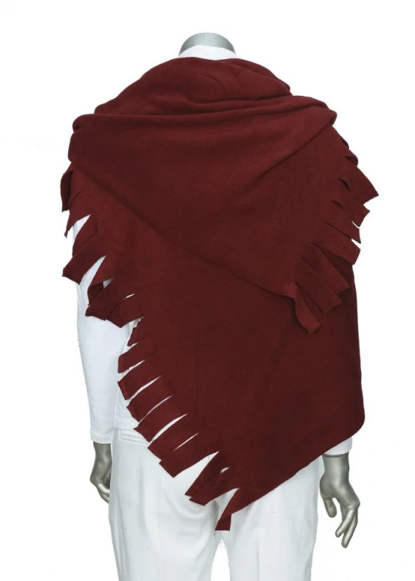 Bordo Renk Polar Şal - Resim 3
