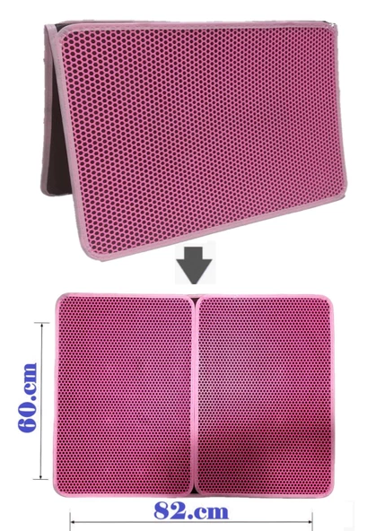 TİNEKE BÜYÜK BOY Elekli Kedi Tuvalet Önü Paspası katlanabilir 82 X 60 Cm PEMBE ürün görseli 1
