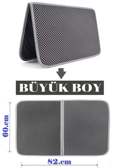 TİNEKE BÜYÜK BOY Elekli Kedi Tuvalet Önü Paspası katlanabilir 82 X 60 Cm SİYAH ürün görseli 1