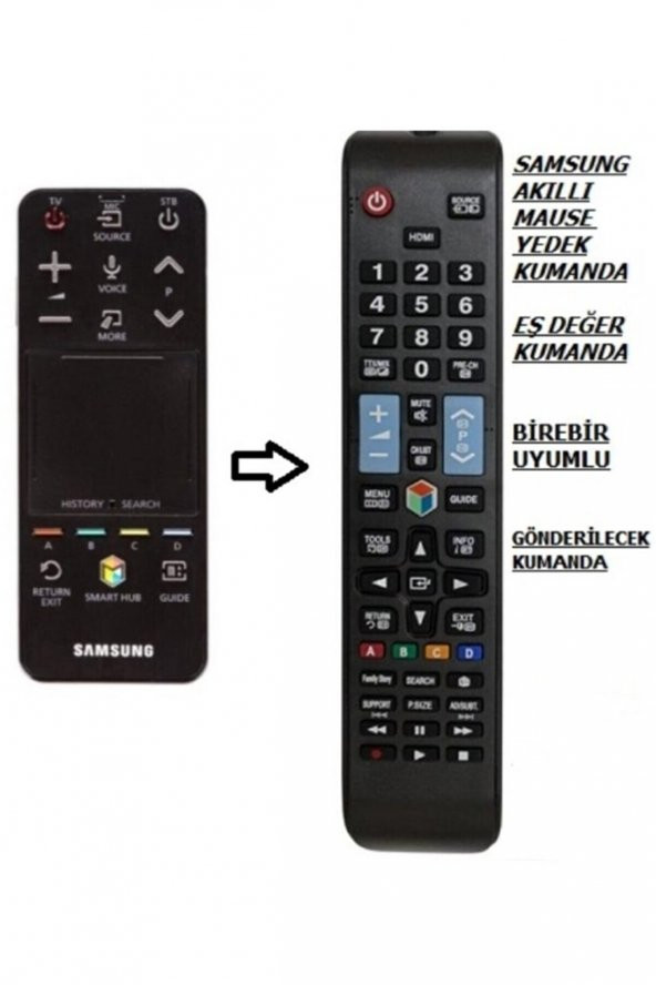 Samsung Smart Tv Tombul Air Mouse Yerine Tuşlu Model Düz Kumanda Tuşlu Model Kumanda BN59-01181B BN59-01182B - 1078 ürün görseli 1