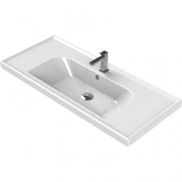 Turkuaz Cerastyle Frame Etajer Uyumlu Damlalıklı Lavabo 100x45 Cm ürün görseli 1