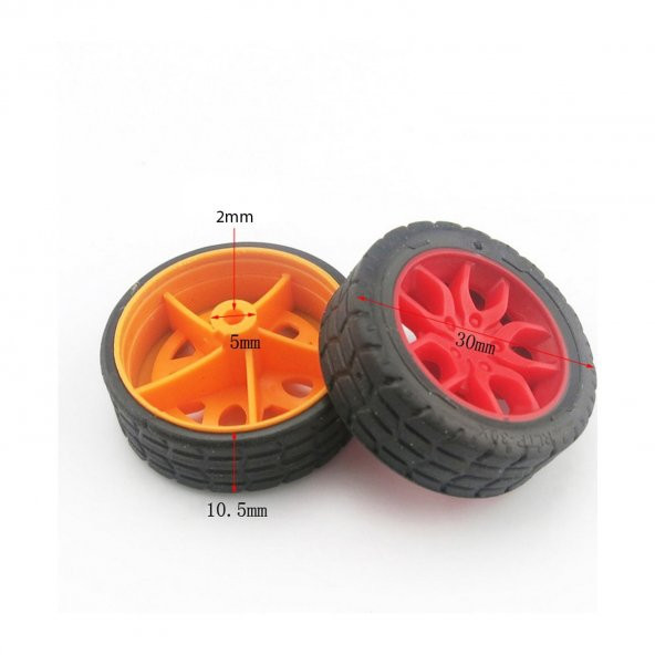 Kauçuk Tekerlek ve Mil Seti Ø30mm - Resim 2
