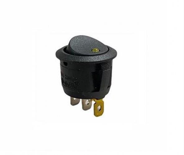 IC-132A Yuvarlak Nokta Işıklı Anahtar Sarı On-Off 3P 12Volt ürün görseli 1