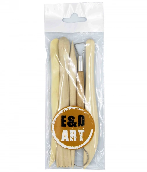 E&D Art Ebeşuar 5'li Ahşap Kil Şekillendirme Seti / ed.52738 ürün görseli 1