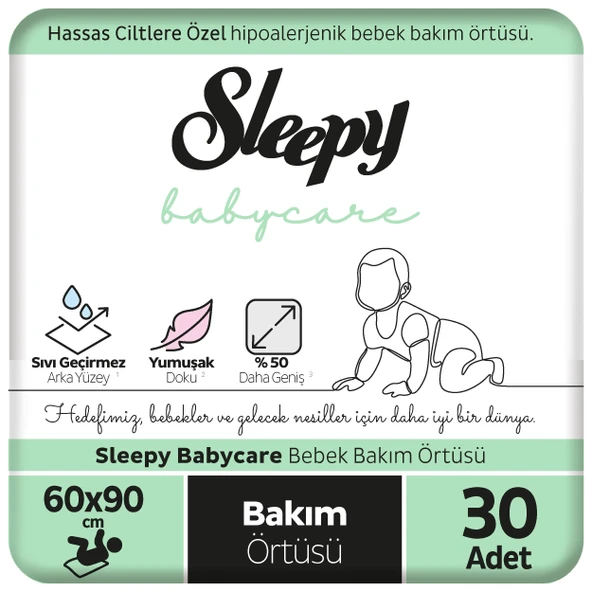 Sleepy Babycare Bebek Bakım Örtüsü 60x90 cm 3x10 30 Adet ürün görseli 1